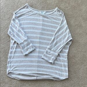 Market and Spruce Light Beige Striped Long Sleeve Top